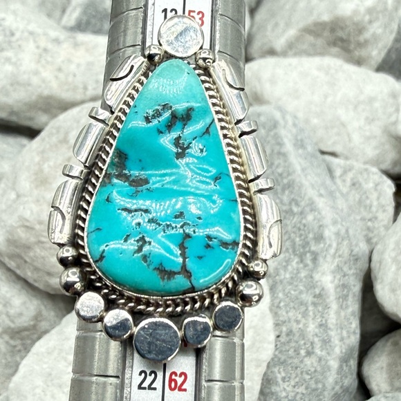 Navajo Sterling Silver Turquoise Statement Ring Sz 8.25 Daniel Benally 12.2 gr. - Picture 12 of 17